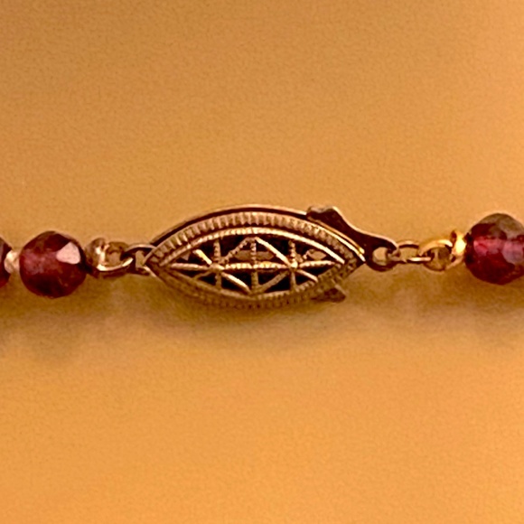 Garnet Necklace Choker Faceted Beads Antique Edwardian to Victorian Era - Picture 2 of 6